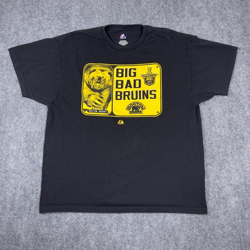 Bruins Stanley Cup Majestic T-Shirt Mens XL Black Big Bad Playoffs Graphic Tee